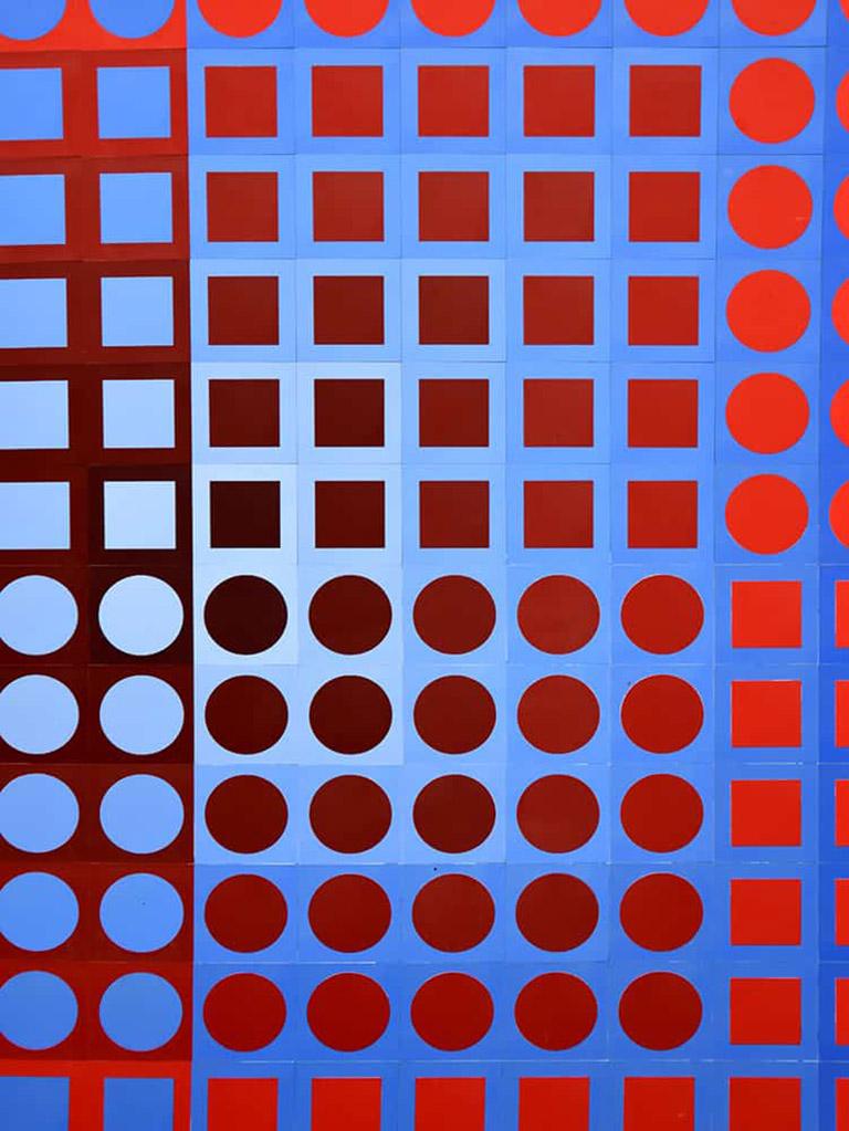 Zoeld Rot/Blau, aus der Kanta-Serie (Op-Art), Print, von Victor Vasarely
