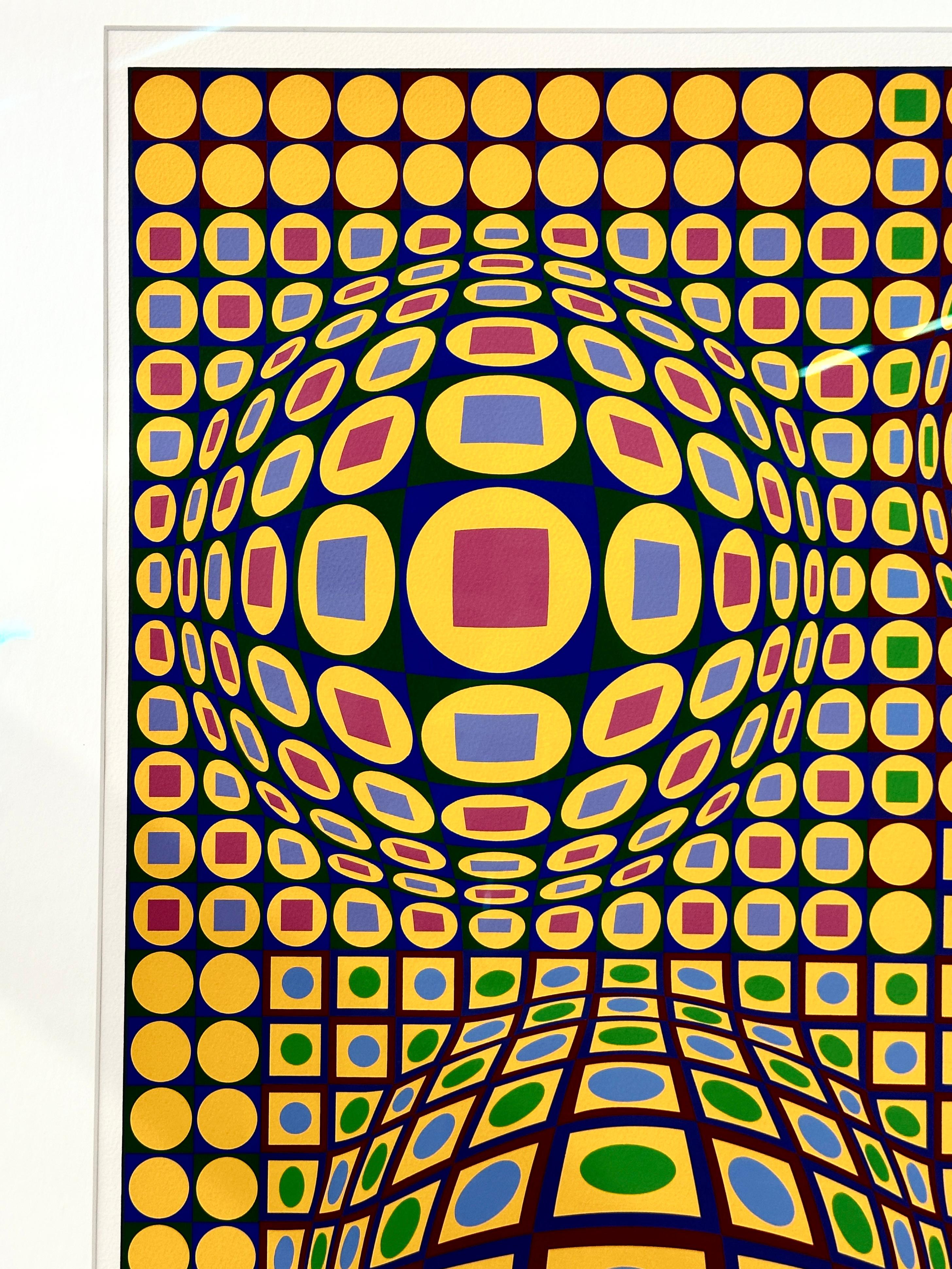 Hand-Crafted Victor Vasarely “Quadrature” 1979 Screenprint For Sale