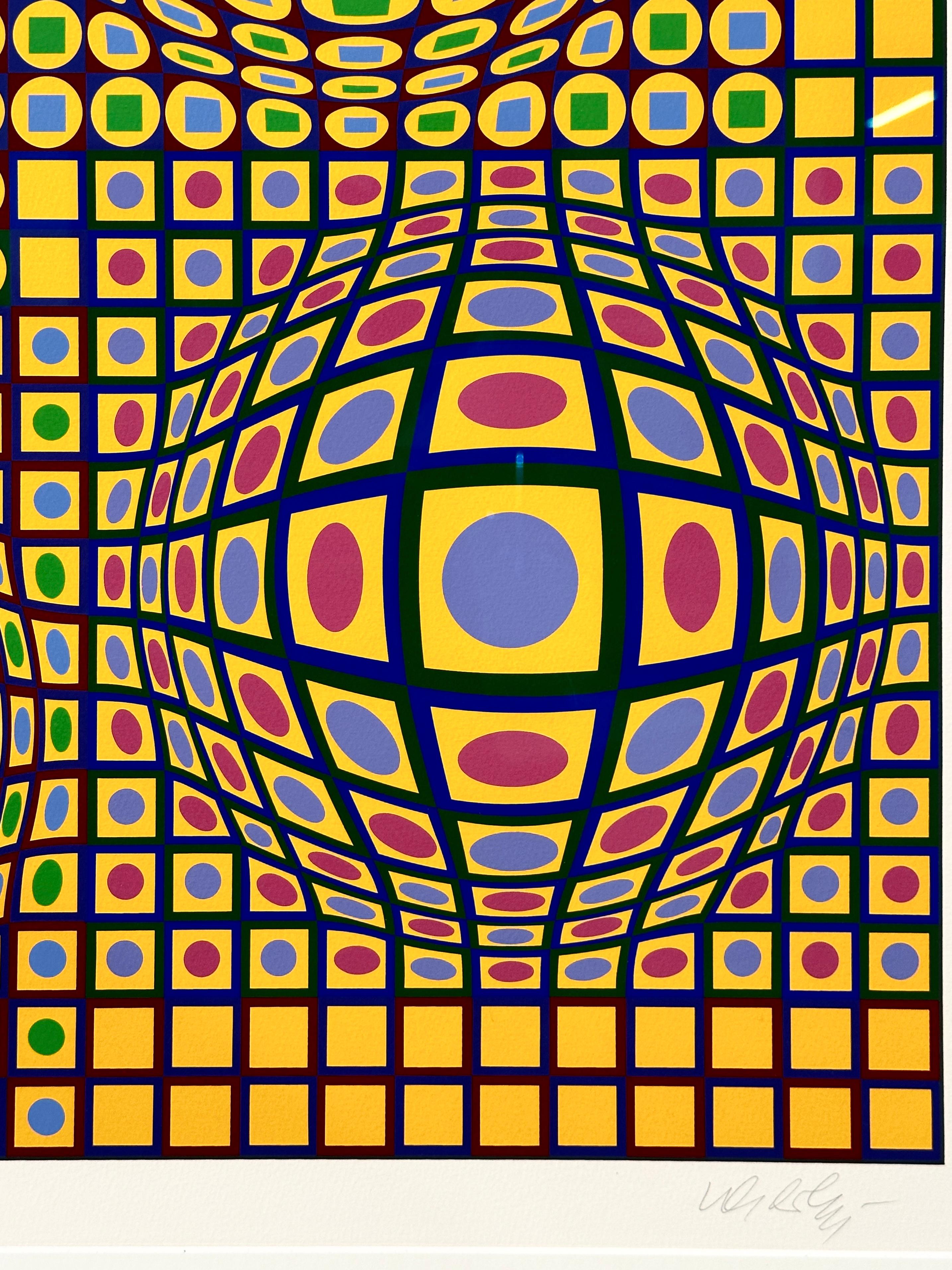 Victor Vasarely “Quadrature” 1979 Screenprint In Good Condition For Sale In Palm Springs, CA