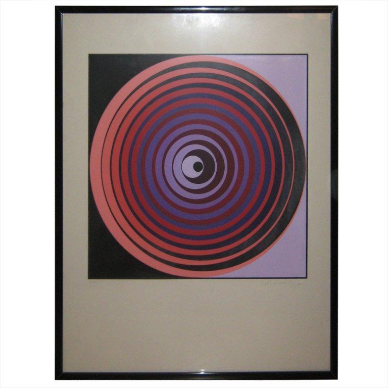 Rare, small-edition op-art print from the Oervegn series of the mid-1960s, titled 