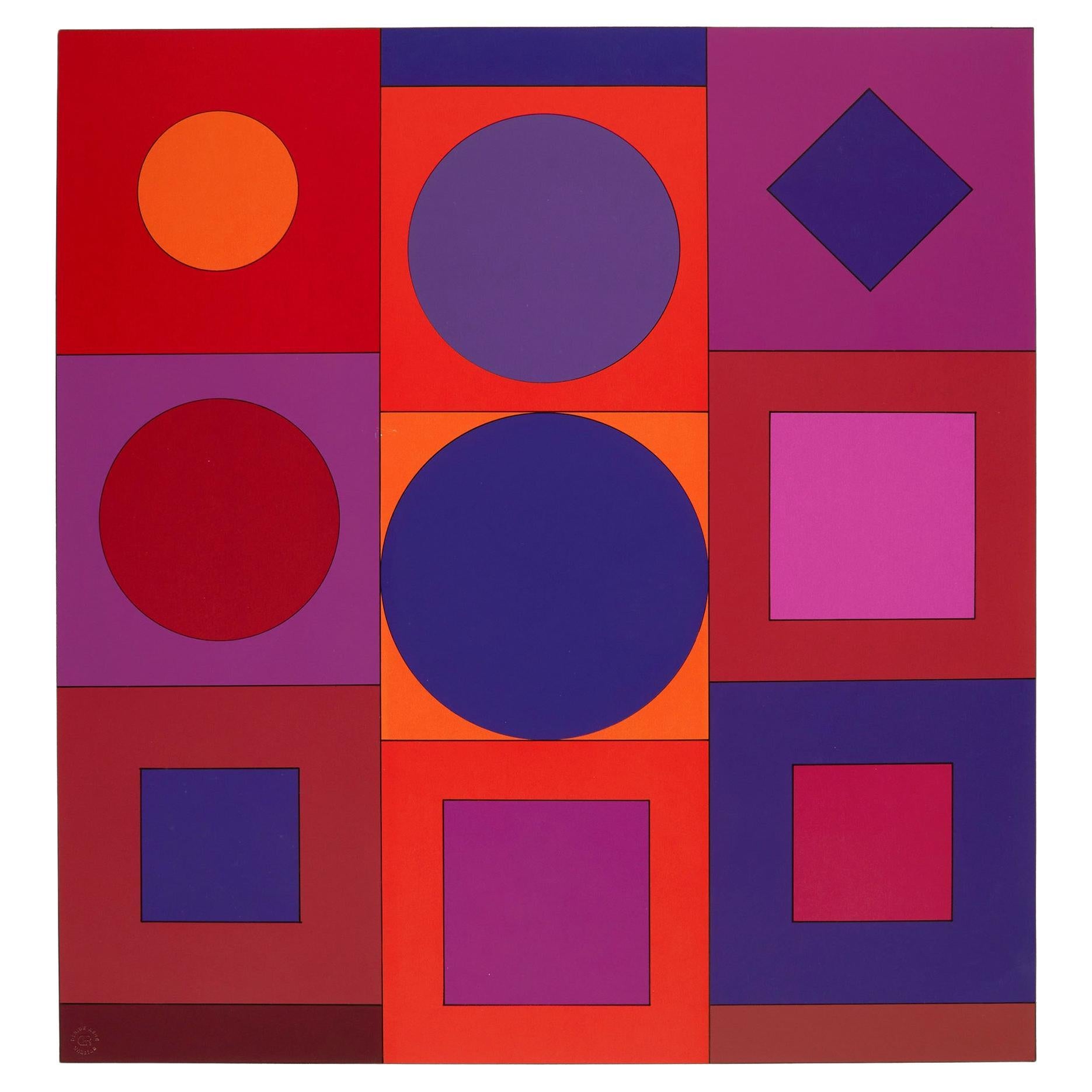 Victor Vasarely, screenprint "Granat", 1966. Portfolio Lapidaire For Sale