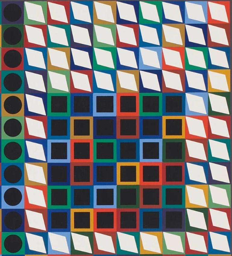 Victor Vasarely Siebdruck in Farbe M.C.-2 1970 (Französisch) im Angebot