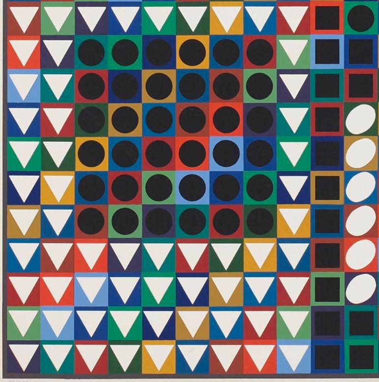 Victor Vasarely Siebdruck in Farbe M.C.-2 1970 (Appliqué) im Angebot
