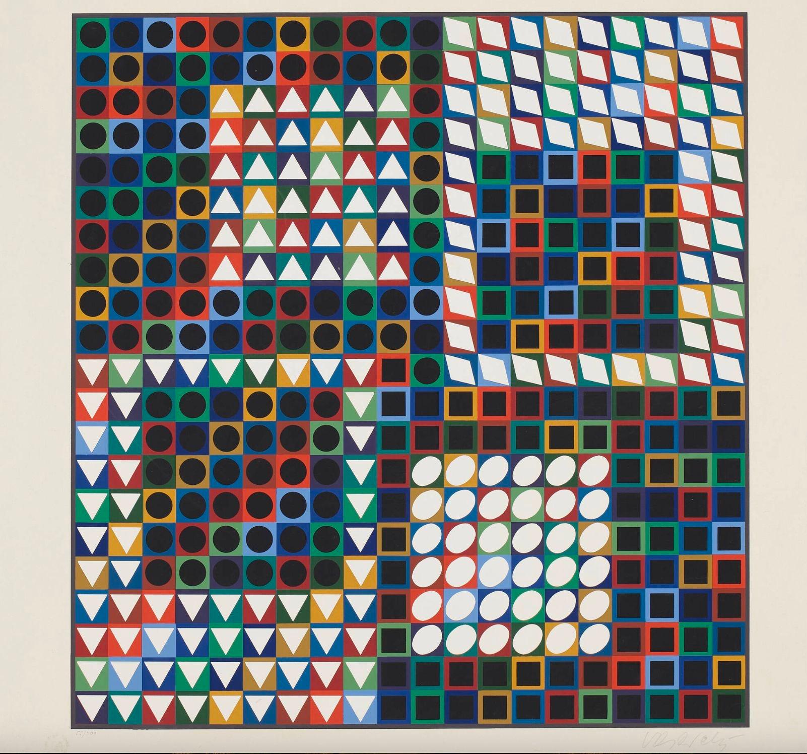 Victor Vasarely Siebdruck in Farbe M.C.-2 1970 (Ende des 20. Jahrhunderts) im Angebot
