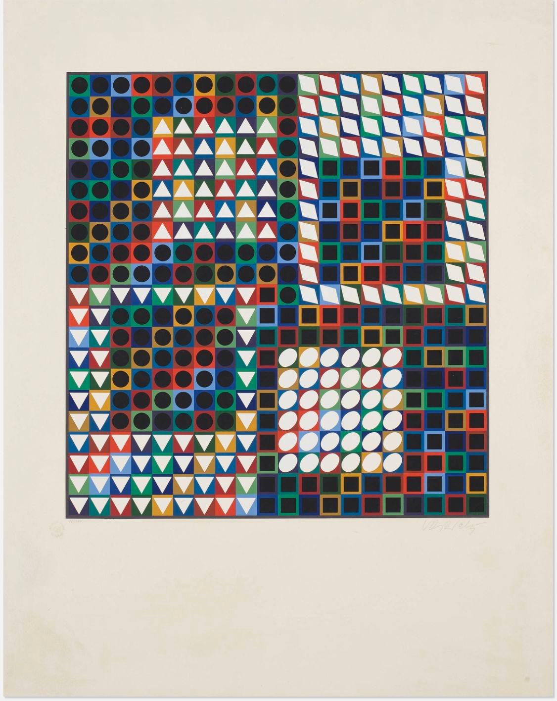 Victor Vasarely Siebdruck in Farbe M.C.-2 1970 (Papier) im Angebot