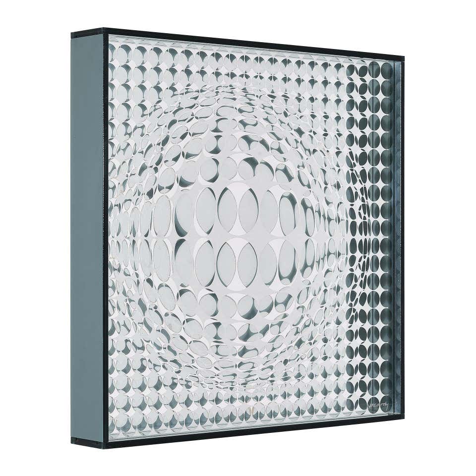 Vega Mir Op Art Sculpture, Signed Glass and Resin, Edition of 200