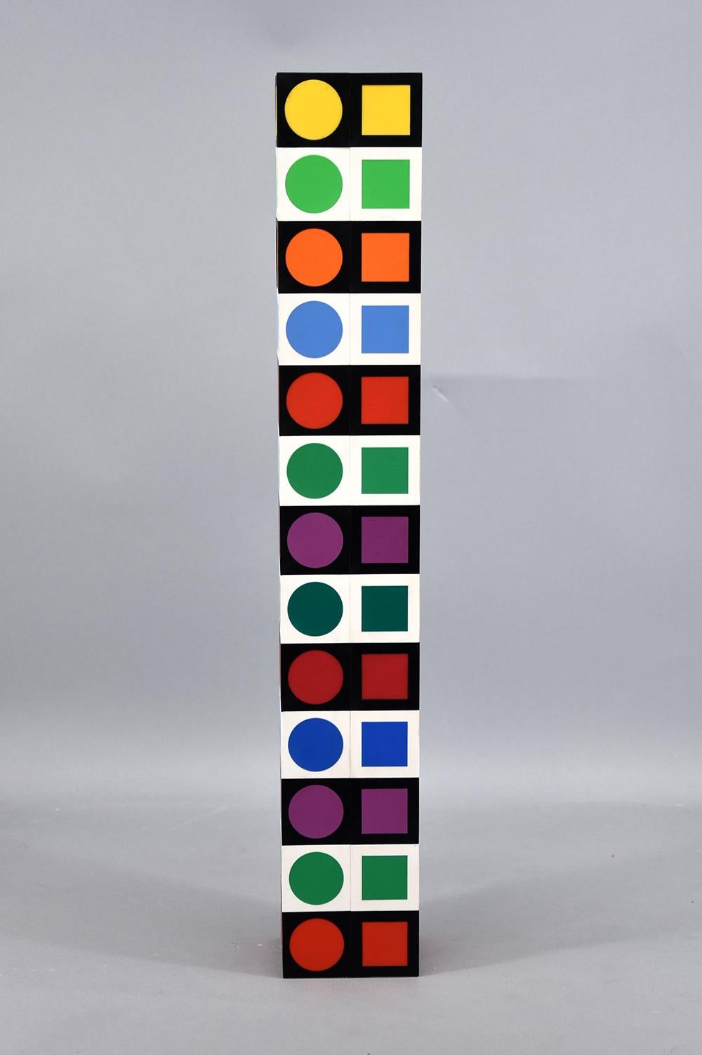 The Hungarian word, Iboya, meaning a small forest violet, has been chosen by Vasarely to identify his astonishing series of vertical sculptures for interior use.

The Iboya consist of Vasarely polystyrene Planetary Folklore color unities,