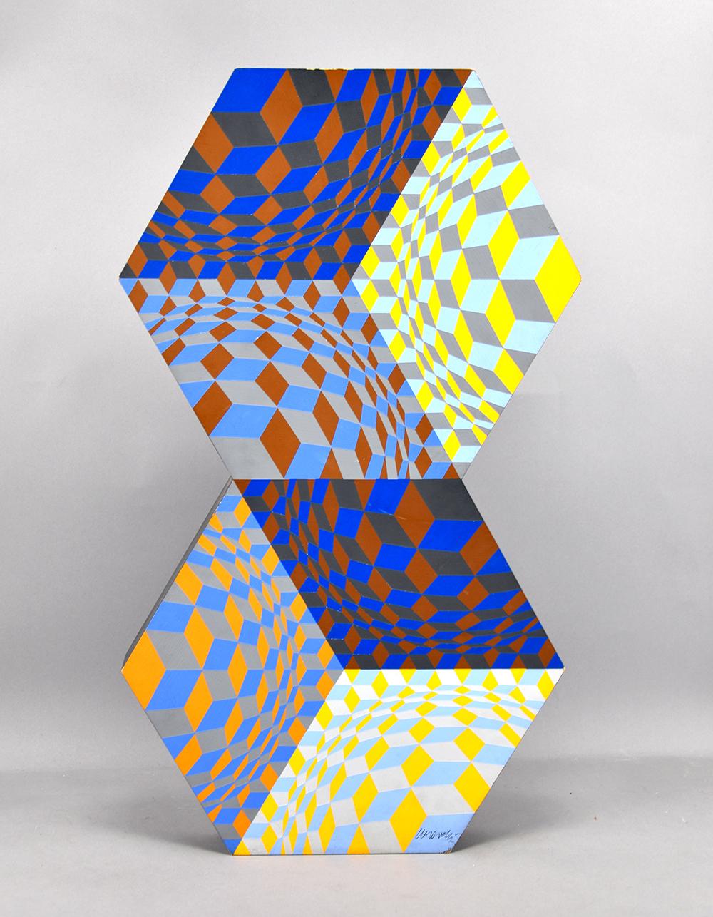 Kettes, 1984 - Sculpture by Victor Vasarely