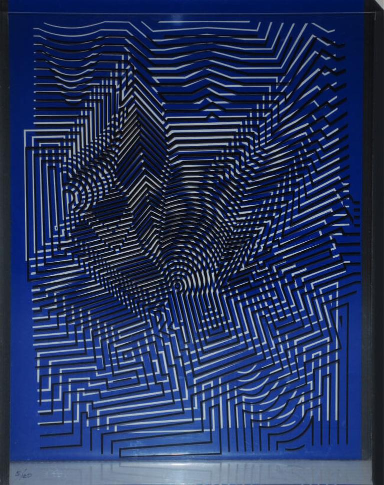 Linienspiel (Jeu de ligne) - Sculpture de Victor Vasarely