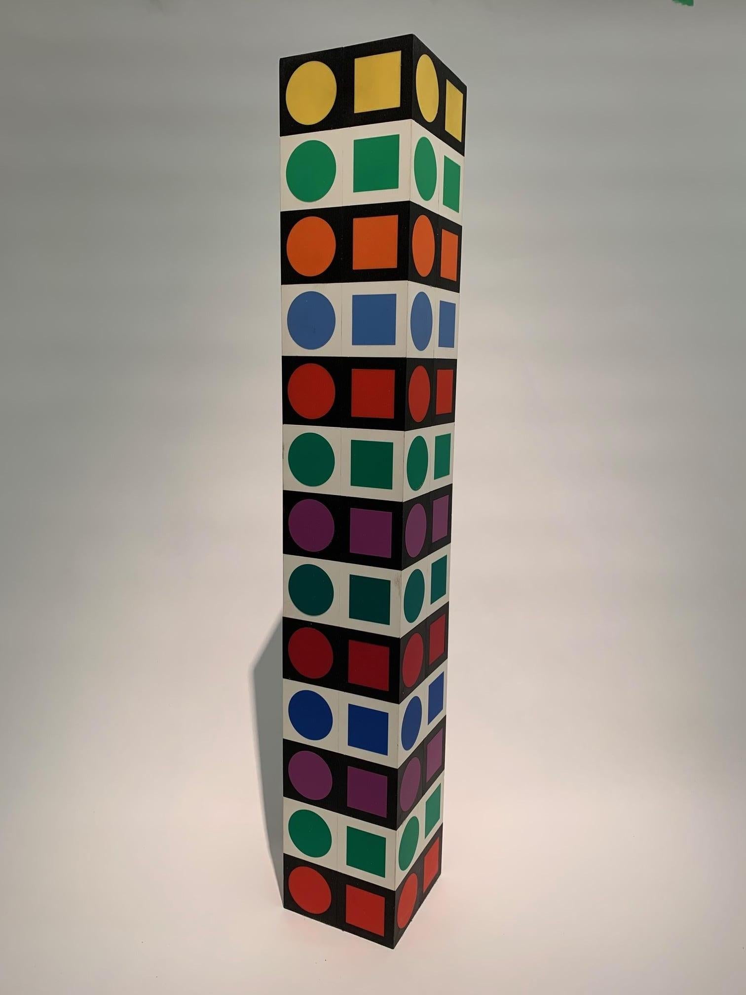 Victor Vasarely Abstract Sculpture - NBC 35 Iboya, Op Art, Minimal, Geometric, Acrylic, Sculpture