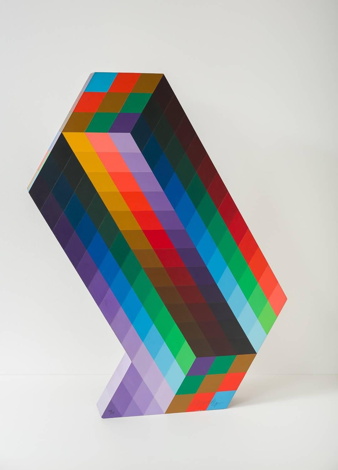 Torony II (43/175) - Brown Abstract Sculpture by Victor Vasarely