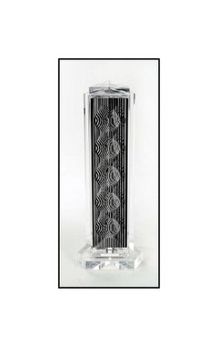 Victor Vasarely Holld Moire Tower Large Acrylic Sculpture HAND SIGNED Op Artwork