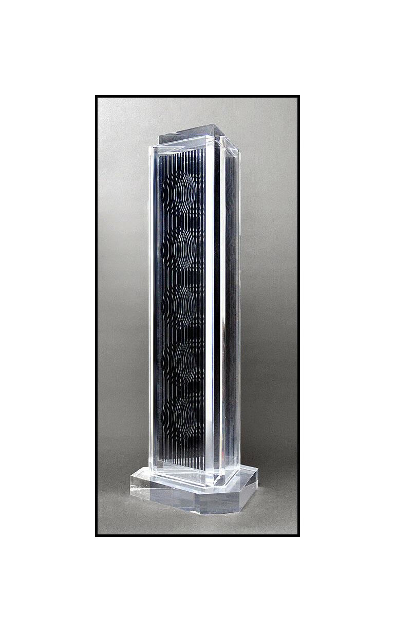 Victor Vasarely Authentic & Large "Holld (Moire Tower)" Acrylic Sculpture, listed with the Submit Best Offer option

Accepting Offers Now: Up for sale is a spectacular, and bold triangular, multifaceted acrylic sculpture by Victor Vasarely that