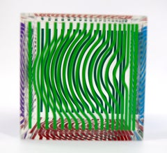 VICTOR VASARELY, Multi WAVE CUBE, ACRYLIC GLASS SculPTURE 1970