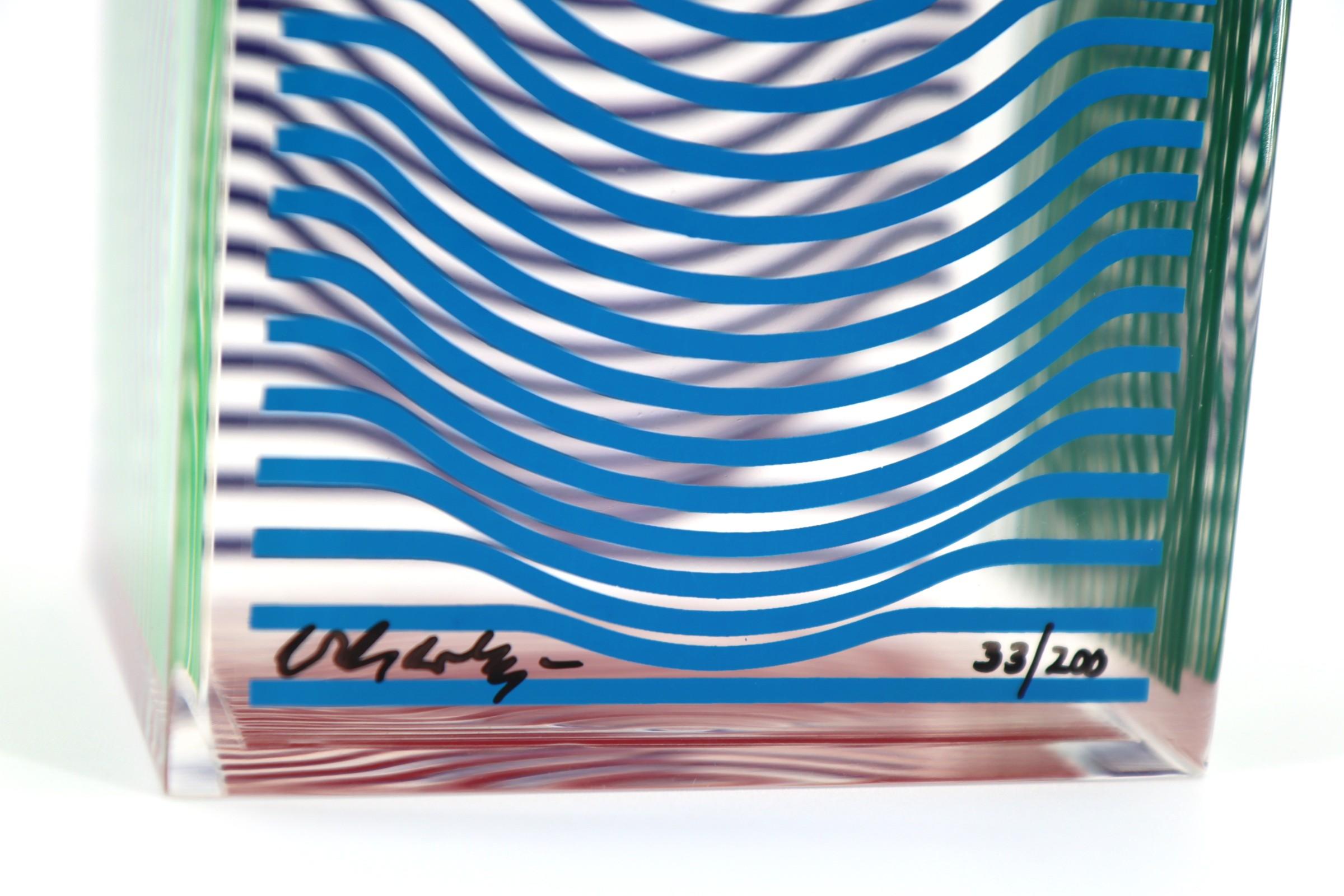 VICTOR VASARELY, MULTI WAVE CUBE, ACRYLIC GLASS SCULPTURE 1970 5