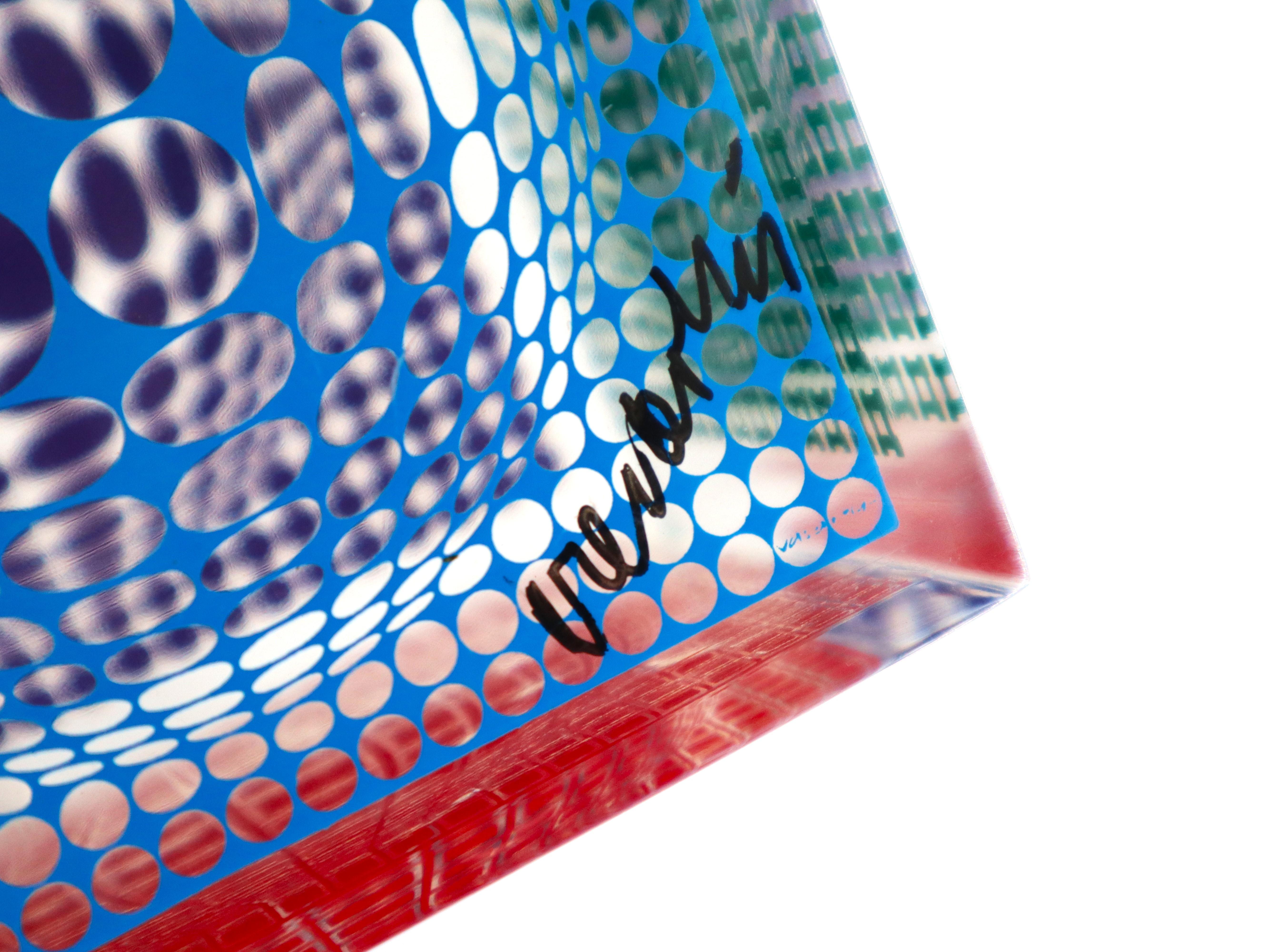 VICTOR VASARELY, CUBO MULTI ONDA, SCULTURA IN VETRO ACRILICO 2
