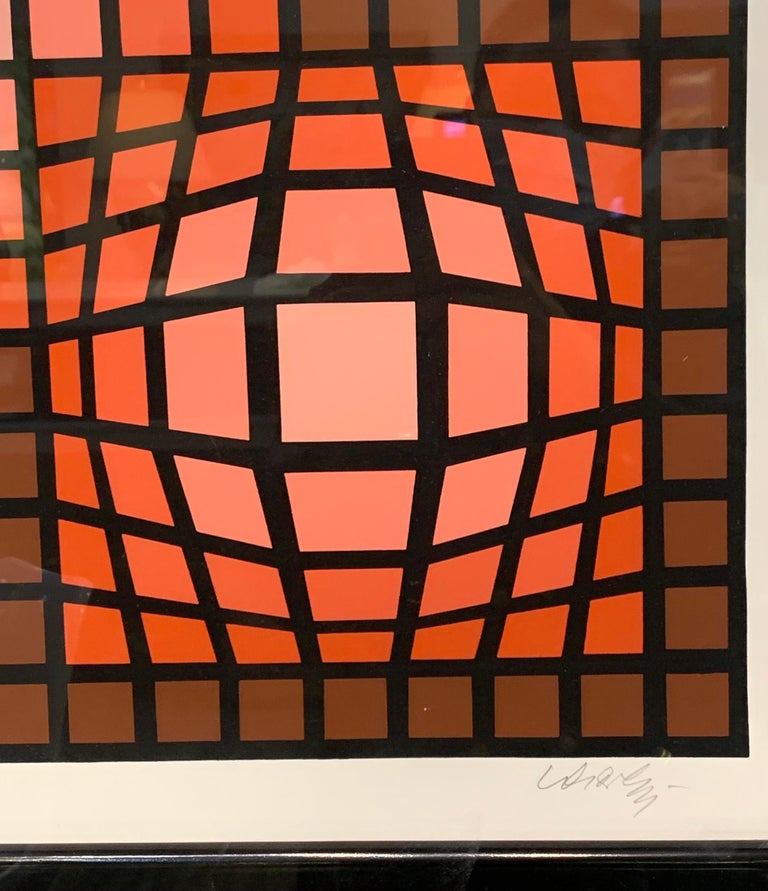 20th Century Victor Vasarely Signed and Numbered Serigraph in Lucite Box For Sale