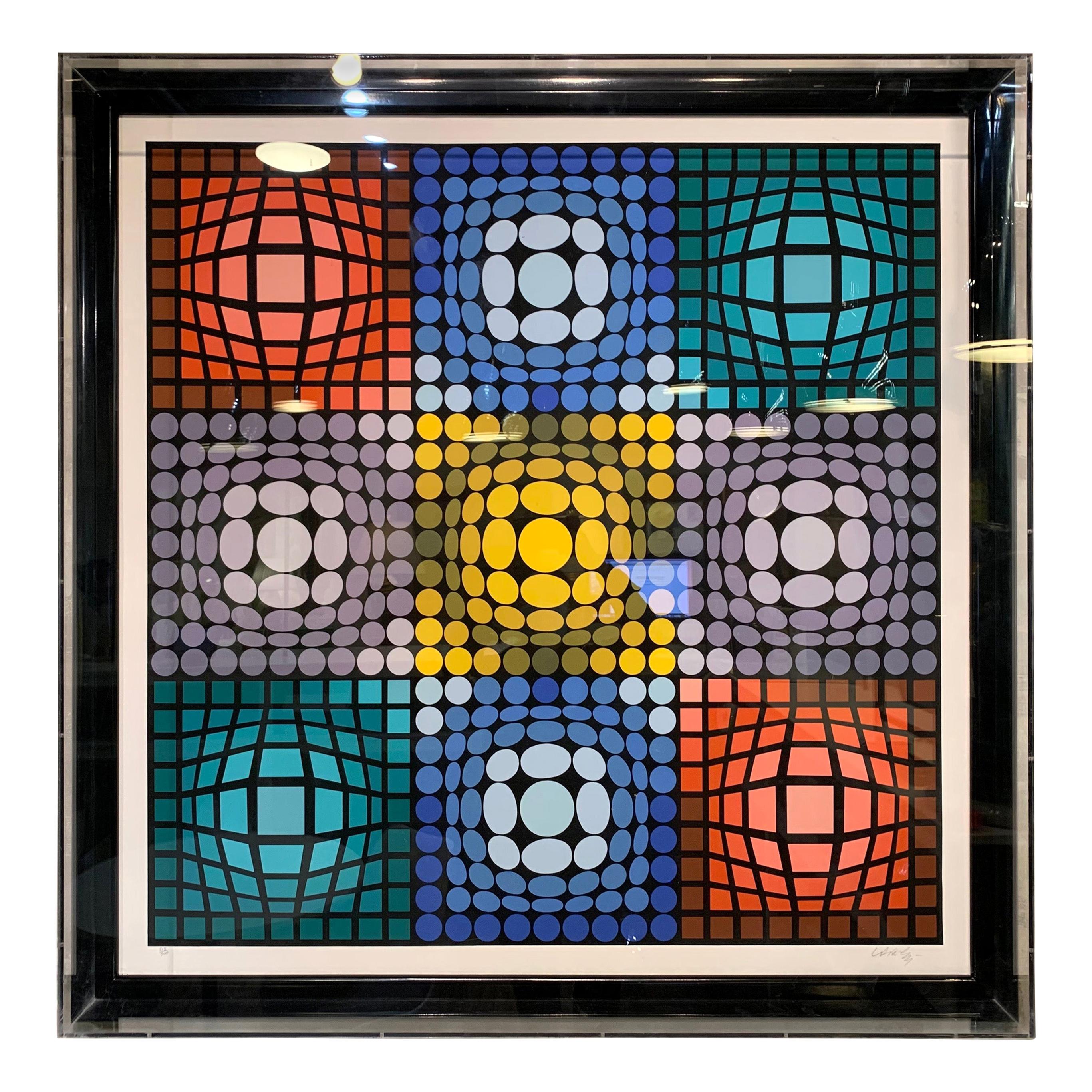 Victor Vasarely Signed and Numbered Serigraph in Lucite Box