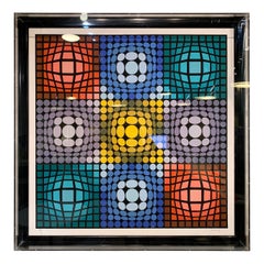 Victor Vasarely Signed and Numbered Serigraph in Lucite Box