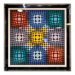 Victor Vasarely Signed and Numbered Serigraph in Lucite Box