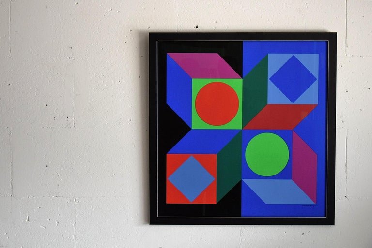 Paper Victor Vasarely Signed Op Art Silk Screen Print For Sale