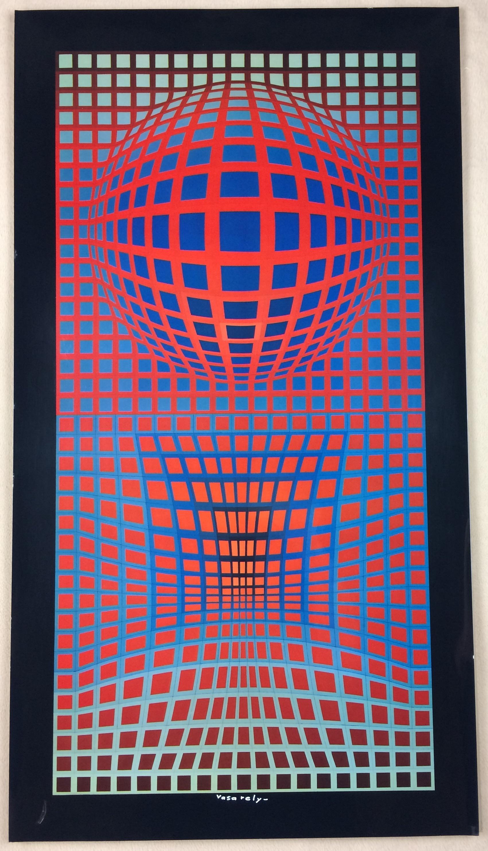 French Victor Vasarely Signed Op Art Silk Screen Print