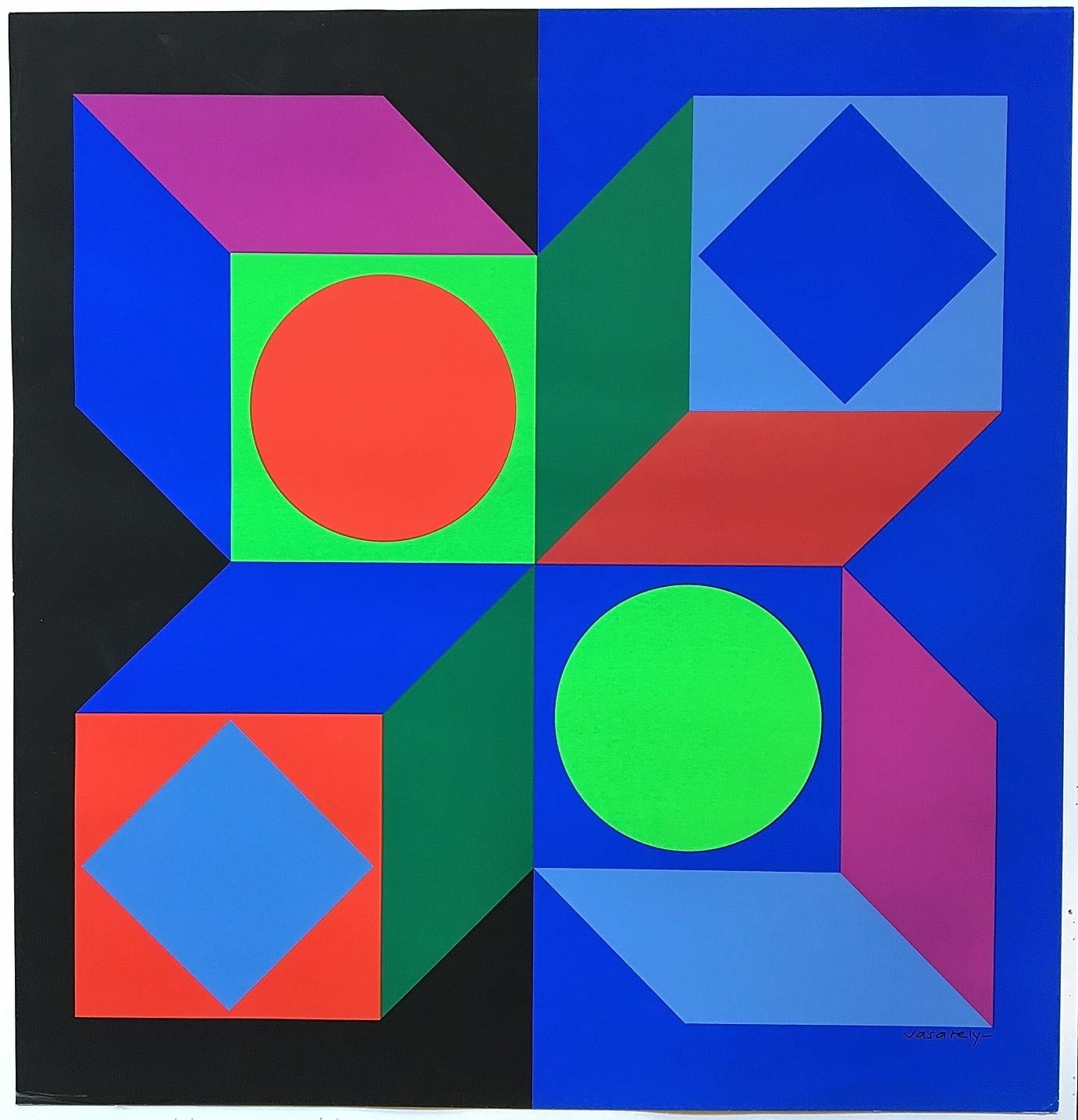 Mid-20th Century Victor Vasarely Signed Op Art Silk Screen Print