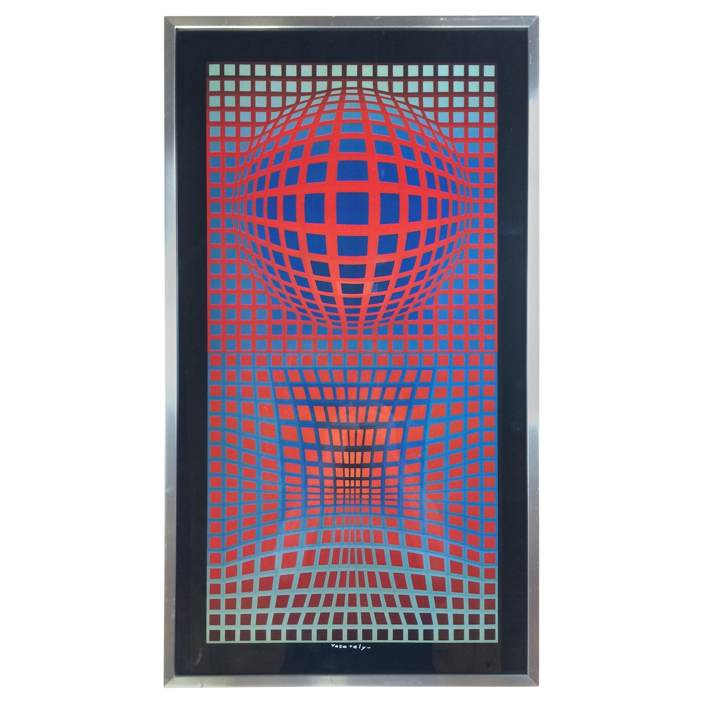 Victor Vasarely Signed Op Art Silk Screen Print