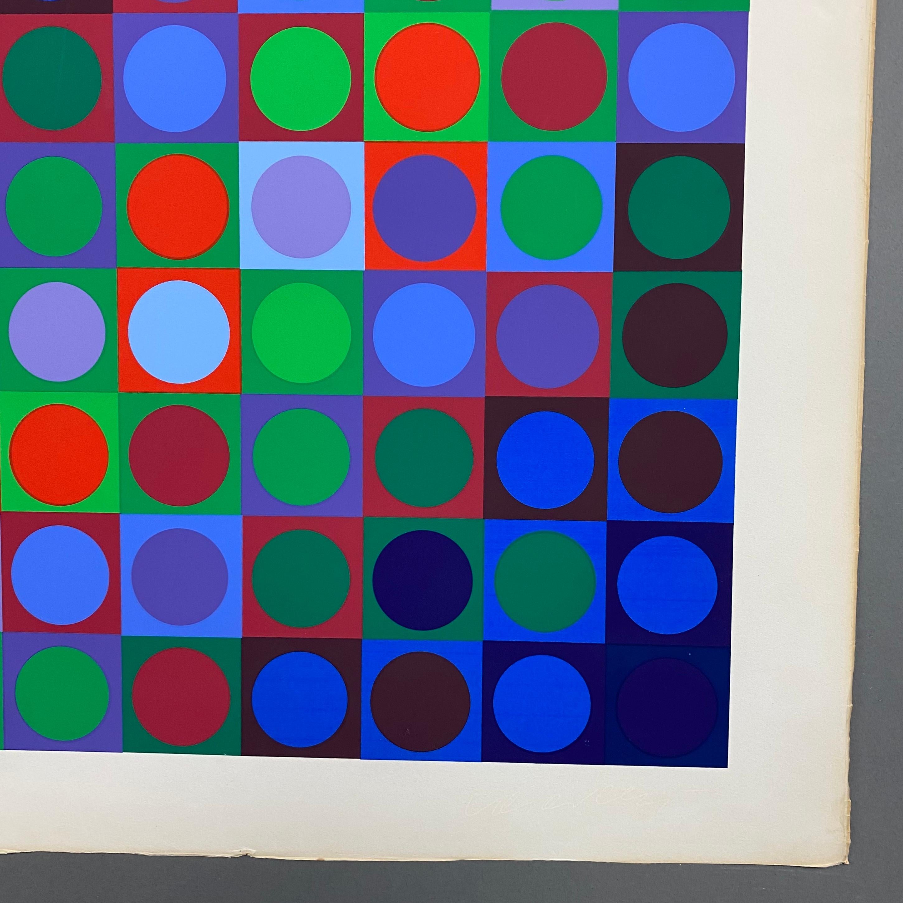 Victor Vasarely Signed Screen print in Color Marc CF 1970 For Sale 8