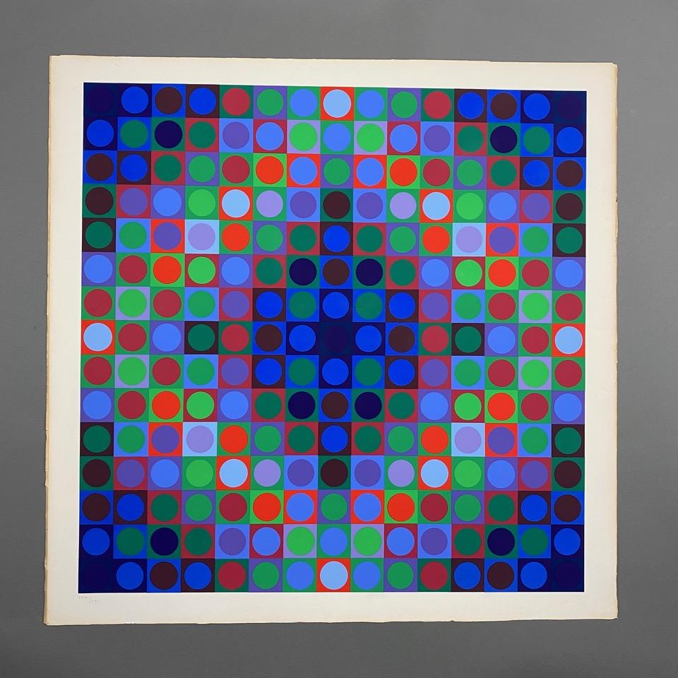 Victor Vasarely Signed Screen print in Color Marc CF 1970 For Sale 9