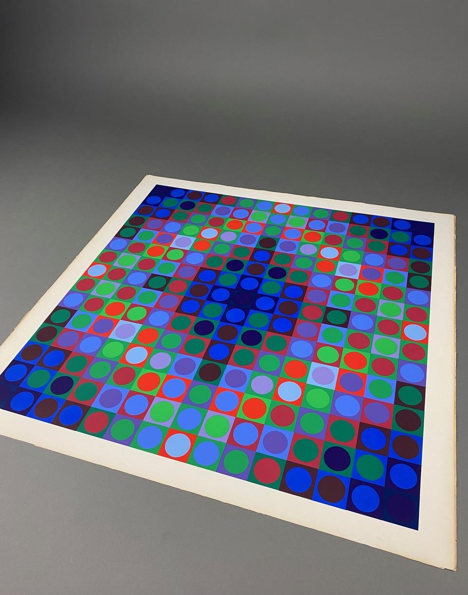 Victor Vasarely Signed Screen print in Color Marc CF 1970 For Sale 12