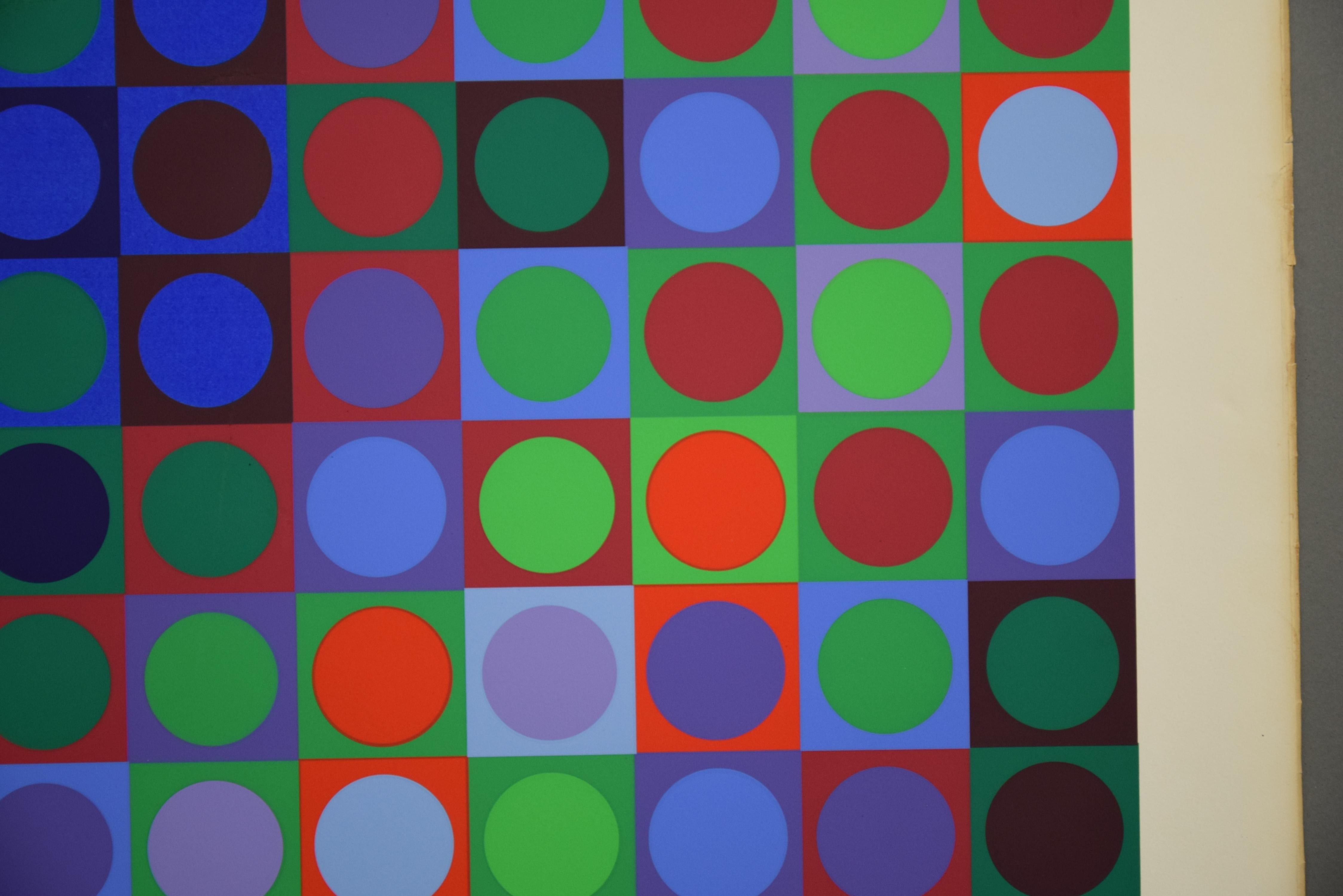 Victor Vasarely Signed Screen print in Color Marc CF 1970 For Sale 10