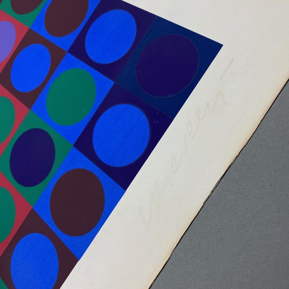 French Victor Vasarely Signed Screen print in Color Marc CF 1970 For Sale