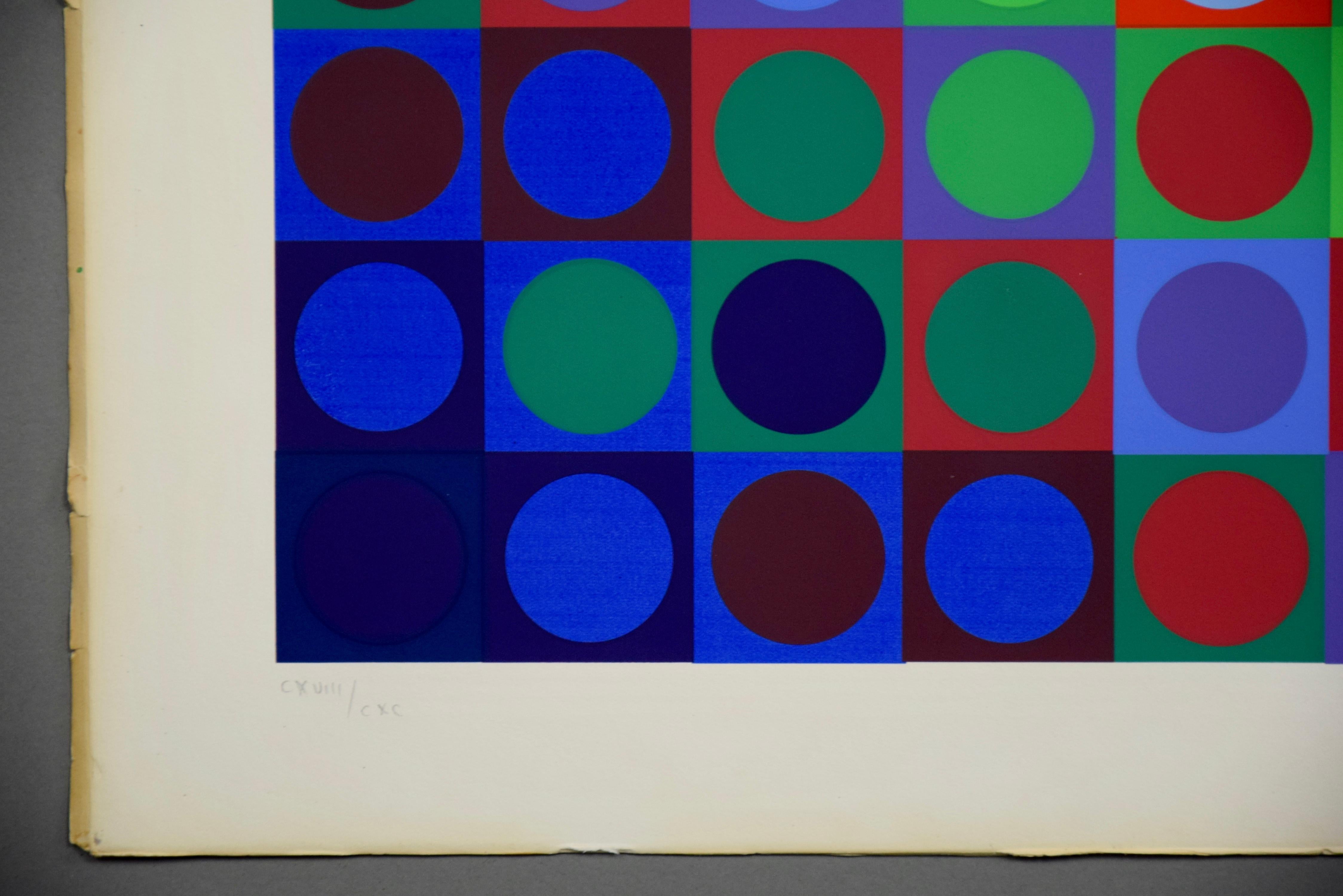 Paper Victor Vasarely Signed Screen print in Color Marc CF 1970 For Sale