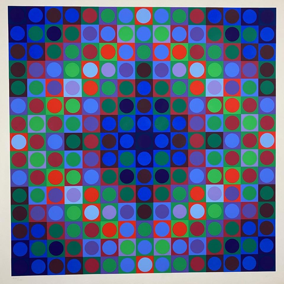 Victor Vasarely Signed Screen print in Color Marc CF 1970 For Sale 6
