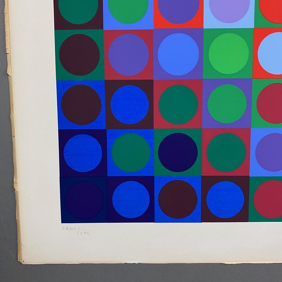 Victor Vasarely Signed Screen print in Color Marc CF 1970 For Sale 7