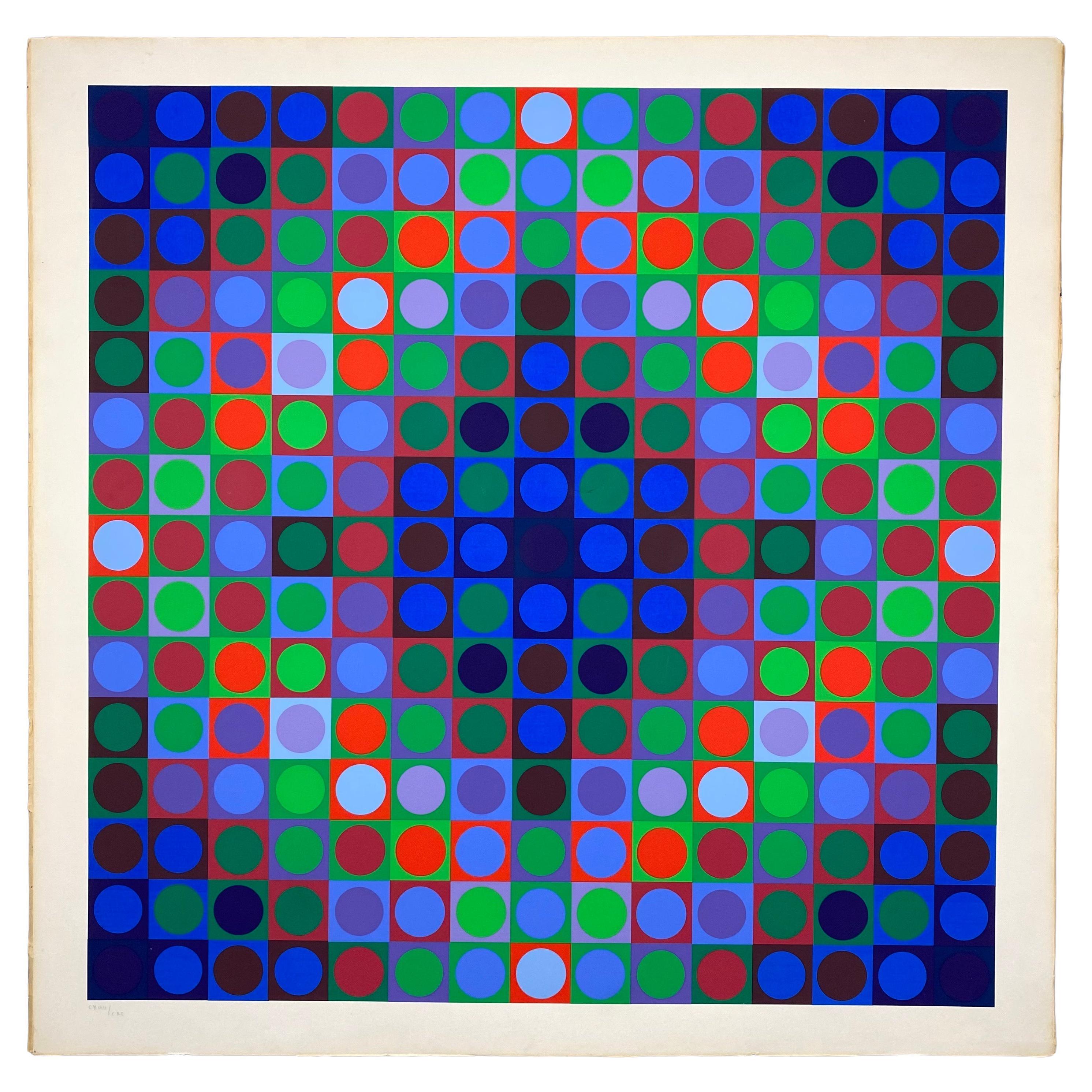 Victor Vasarely Signed Screen print in Color Marc CF 1970 For Sale