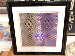 Victor Vasarely Silkscreen Nebulus Signed Beautifully Framed Circa 1980