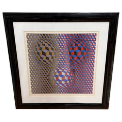 Victor Vasarely Silkscreen Nebulus Signed Beautifully Framed Circa 1980