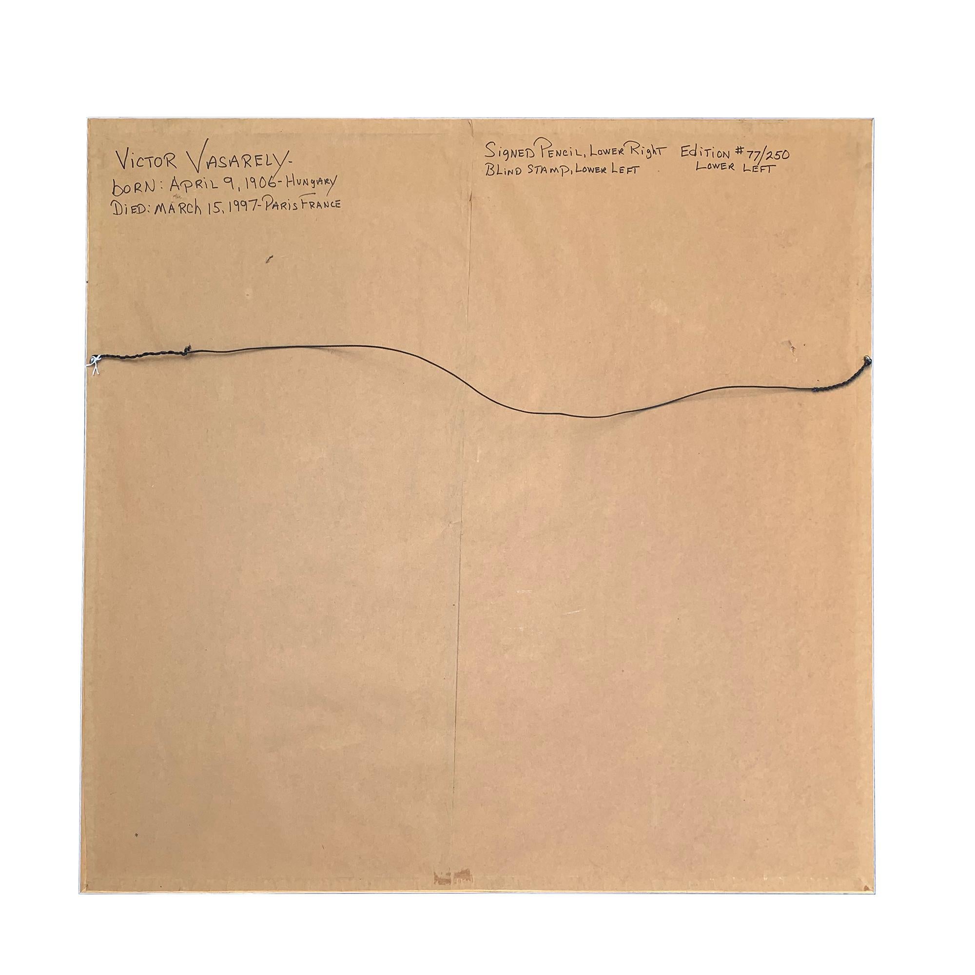 Victor Vasarely Siebdruck 1978, handsigniert Limitiert 77/250 Denise Ren im Zustand „Gut“ im Angebot in Lake Worth, FL