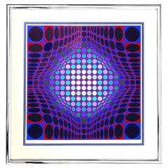 Victor Vasarely Silkscreen Print 1978, Hand Signed Limited 77/250 Denise René