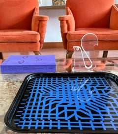 Victor Vasarely, Space age Op art metal tray, Limited ed. Metalgraf Italy 1970s