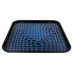 Victor Vasarely, Space age Op art metal tray, Limited ed. Metalgraf Italy 1970s