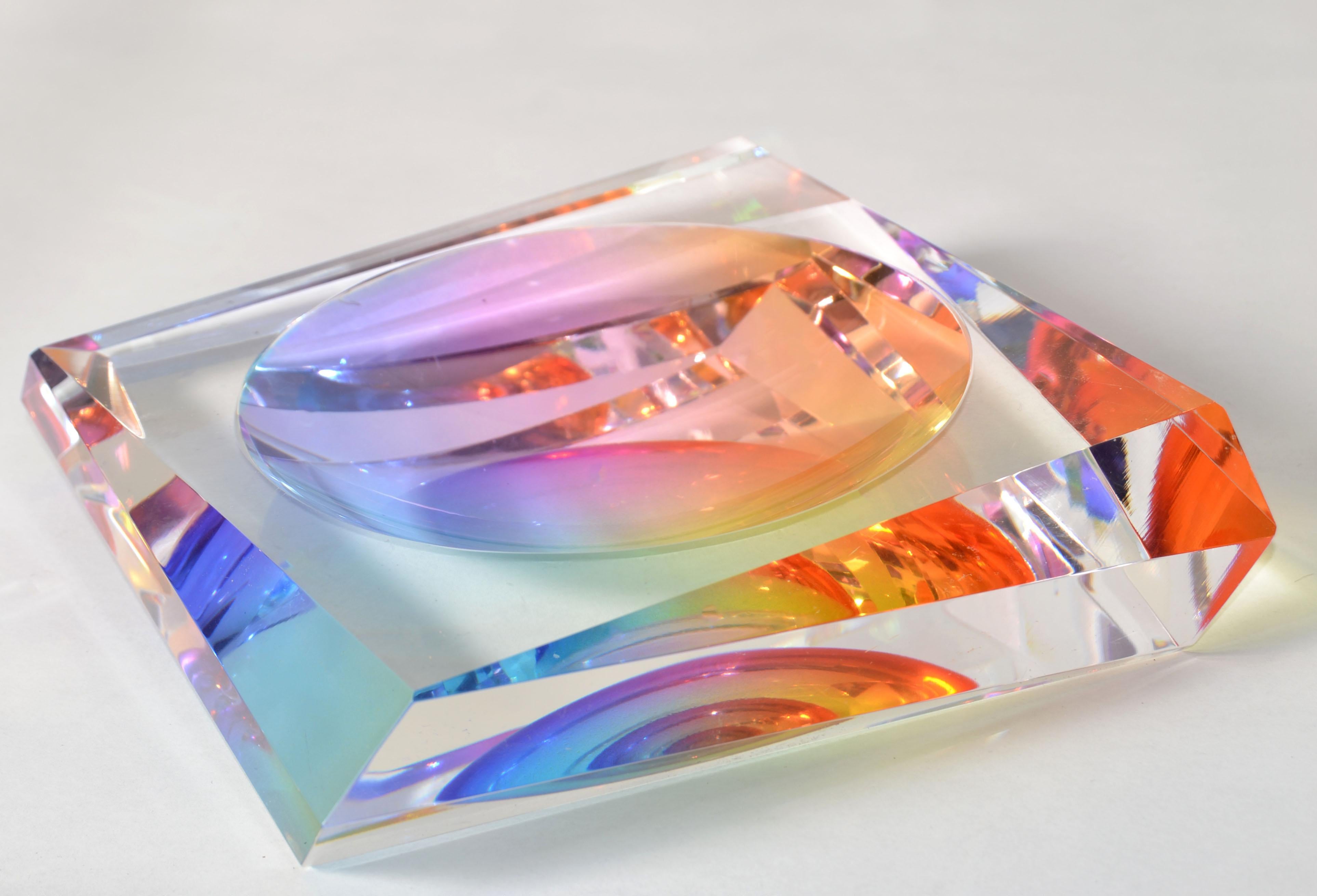 Victor Vasarely Style Op Art Vintage Lucite Cube Presse-papier Accessoires de bureau en vente 7