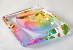 Victor Vasarely Style Op Art Vintage Lucite Cube Paperweight Desk Accessories