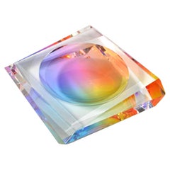 Victor Vasarely Style Op Art Vintage Lucite Cube Paperweight Desk Accessories