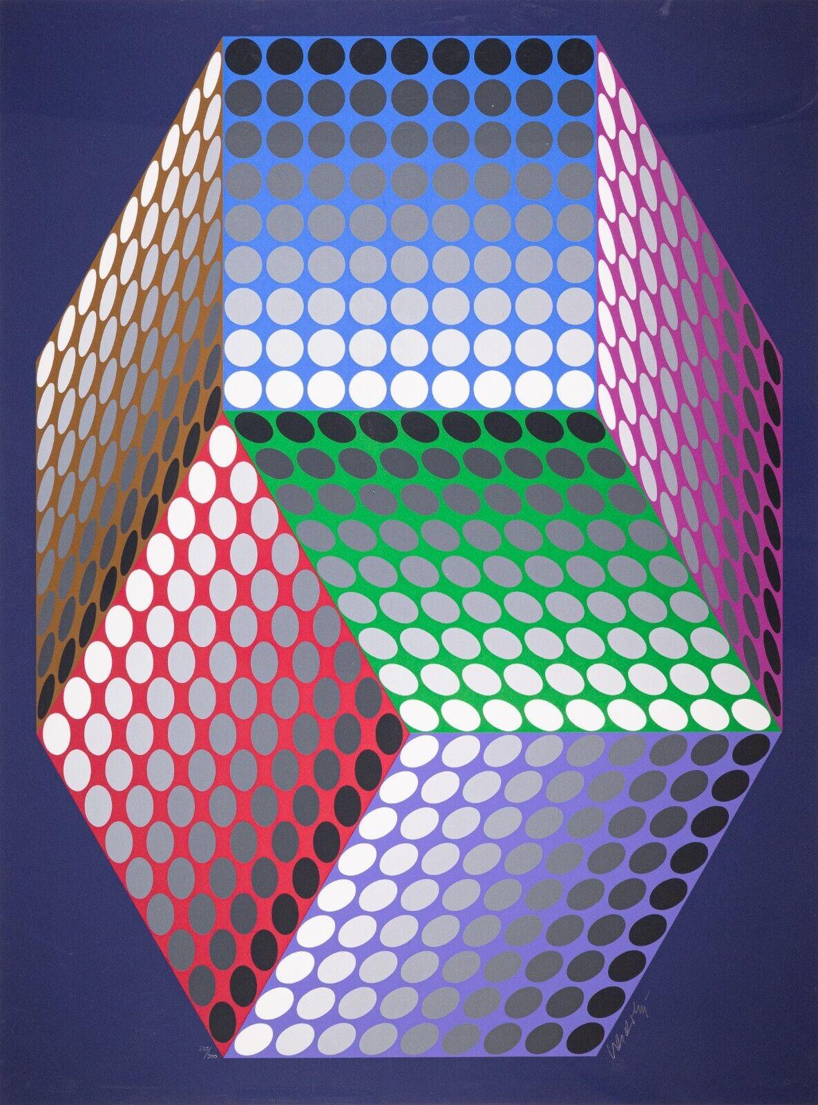 Victor Vasarely Togonne 1987 Signed Op Art Modern Serigraph 233/300 AP Framed In Good Condition In Keego Harbor, MI