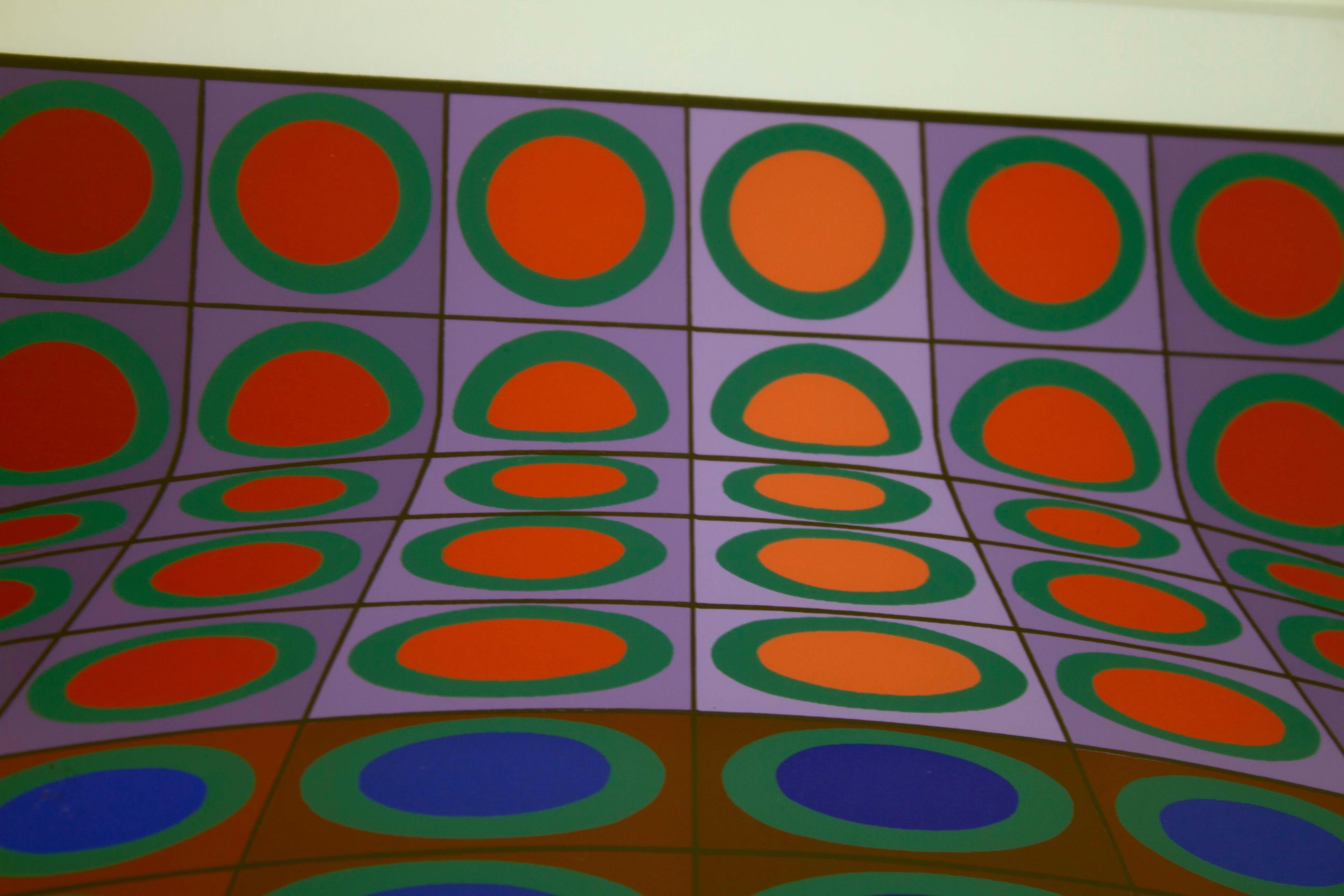 Late 20th Century Victor Vasarely Vega Signed Op Art Modern Serigraph on Paper 138/250 Framed 1972