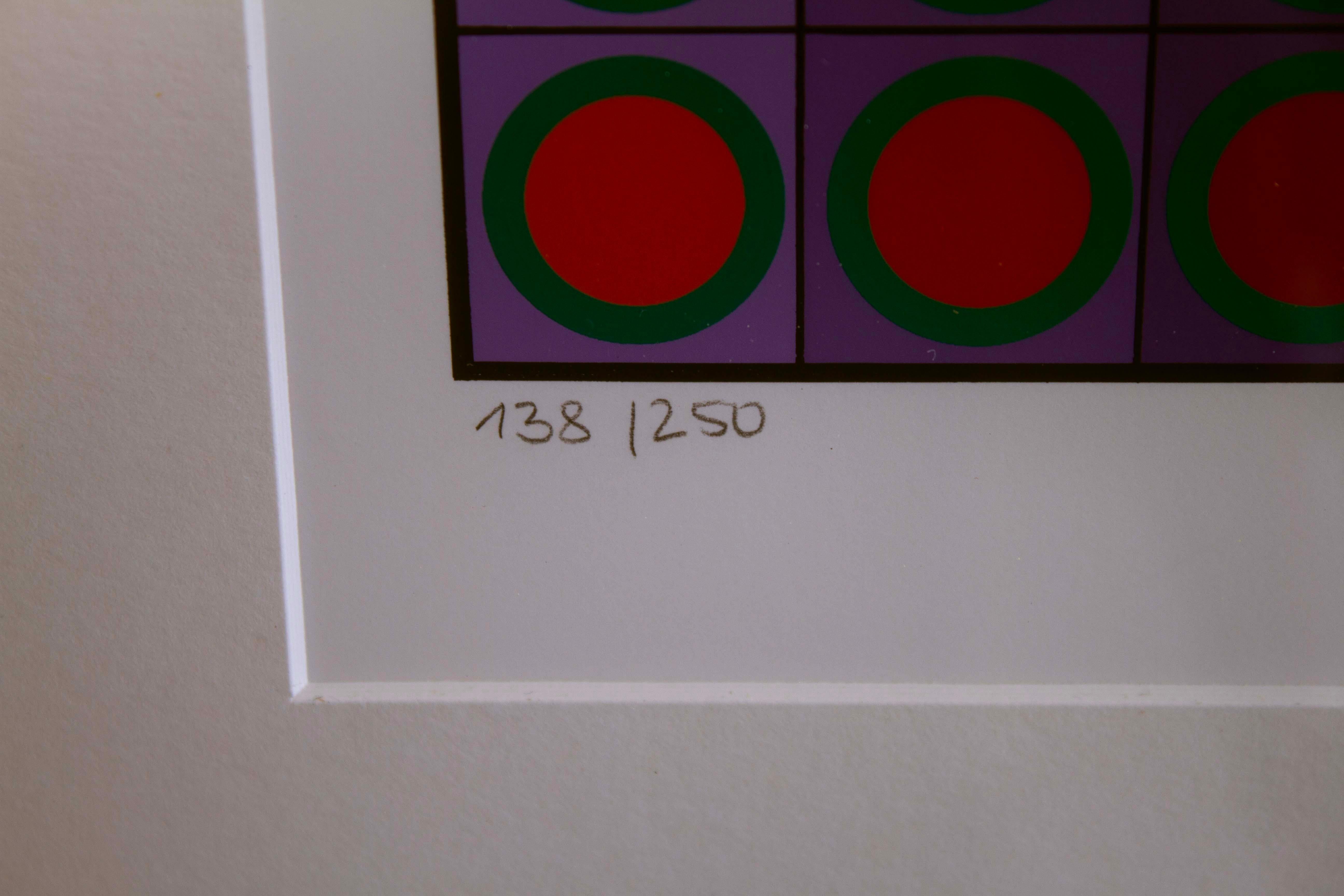 Victor Vasarely Vega Signed Op Art Modern Serigraph on Paper 138/250 Framed 1972 1