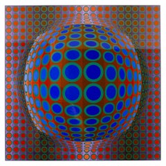 Victor Vasarely Vega Signed Op Art Modern Serigraph on Paper 138/250 Framed 1972